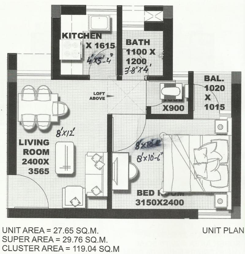 Floor Plan 1BHK in BHS 16/2013